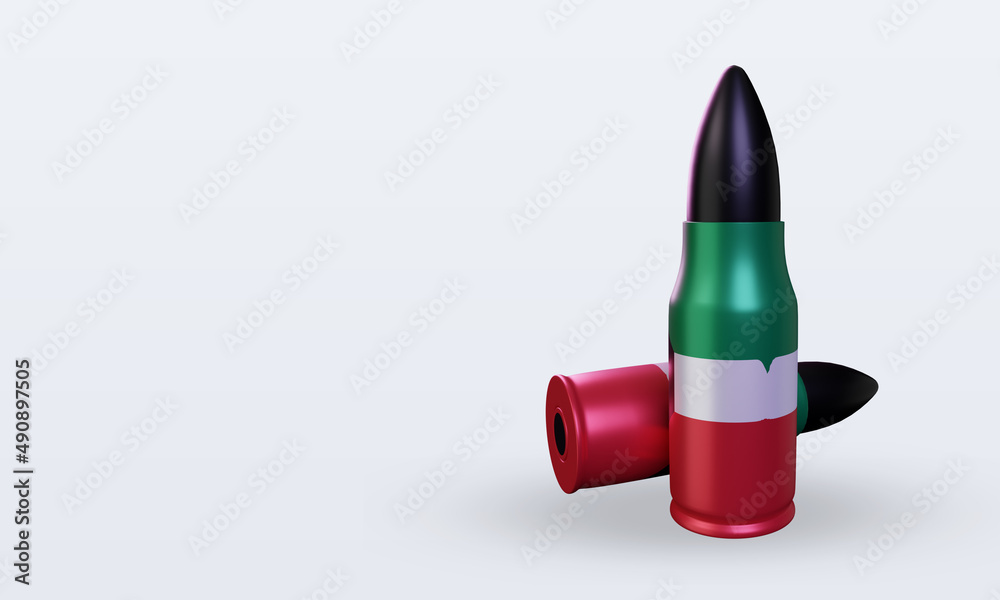 3d bullet Kuwait flag rendering right view 3d bullet Kuwait flag rendering right view