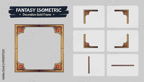 Decoration Gold  Frame Fantasy game assets- Vector Illustration