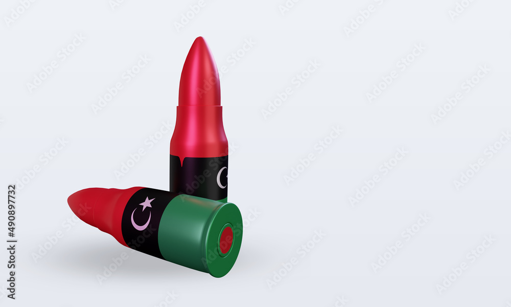 3d bullet Libya flag rendering left view 3d bullet Libya flag rendering left view