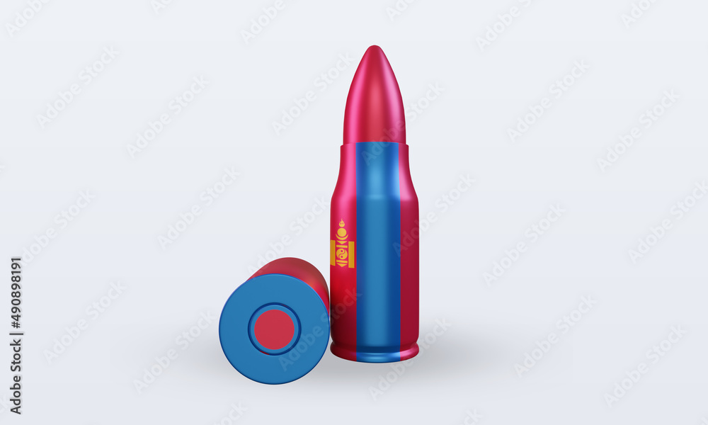 3d bullet Mongolia flag rendering front view