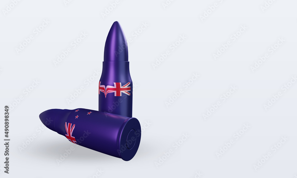 3d bullet New Zealand flag rendering left view 3d bullet New Zealand flag rendering left view