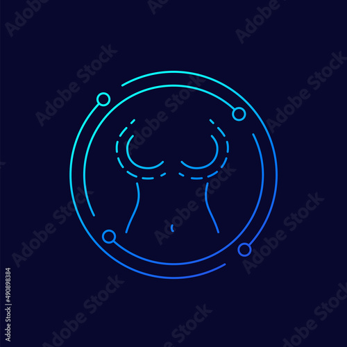 breast implants line vector icon
