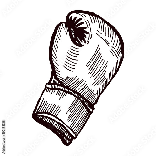 Boxing gloves batting sketch isolated. Sporting equipment for boxing in hand drawn style.
