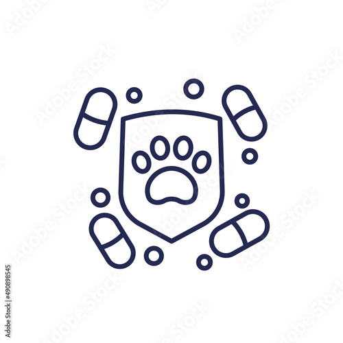 pills for pets, antiviral medicine line icon