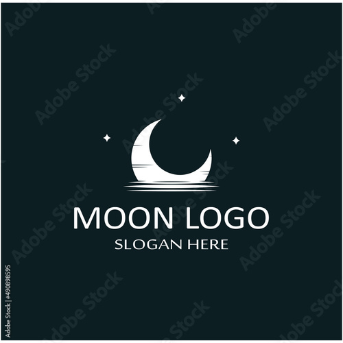 full moon and half moon logo, using logo vector icon concept design and symbol illustration