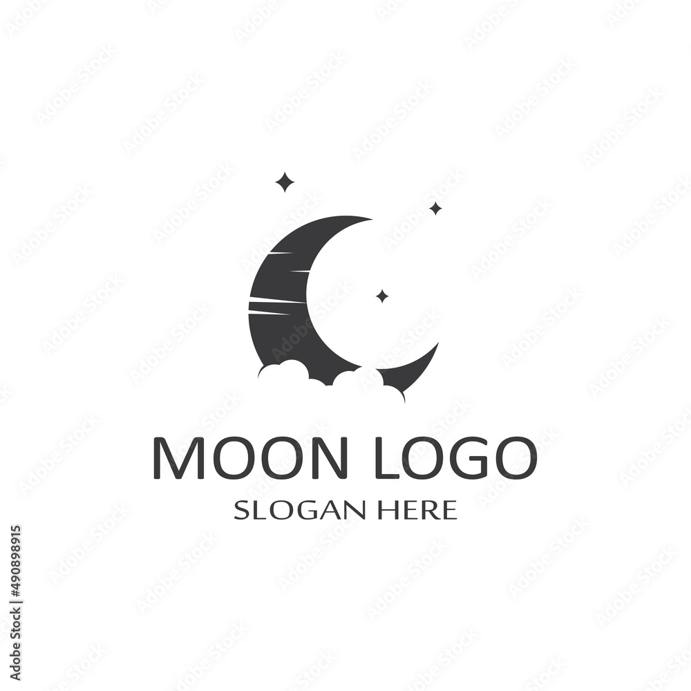 full moon and half moon logo, using logo vector icon concept design and