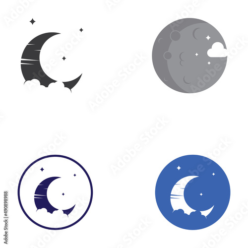 full moon and half moon logo, using logo vector icon concept design and symbol illustration
