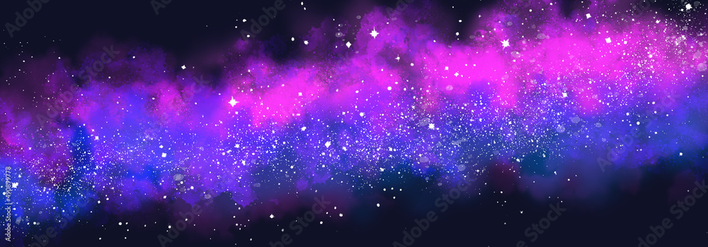 Obraz premium Space background with realistic nebula and lots of shining stars. Infinite universe and starry night. Colorful cosmos with stardust and the Milky Way. 