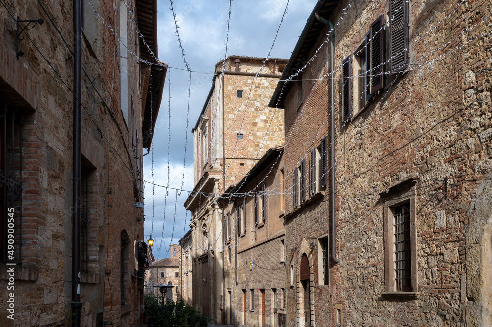 View on streets and houses in ancient town Montepulciano, Tuscany, Italy