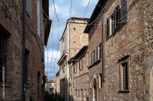 Fototapeta Naklejka Na Ścianę i Meble -  View on streets and houses in ancient town Montepulciano, Tuscany, Italy