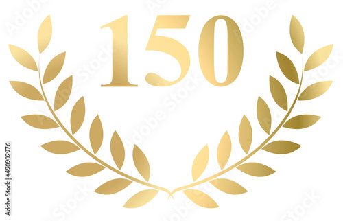 Gold laurel wreath 150 vector isolated on a white background	
