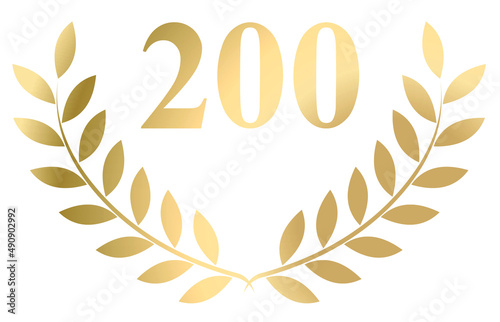 Gold laurel wreath 200 vector isolated on a white background	
