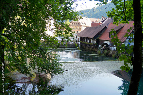 Ancient blacksmith's shop by the turquois pond called Blautopf (Blue Pot) in Blaubeuren (Germany) © Julia