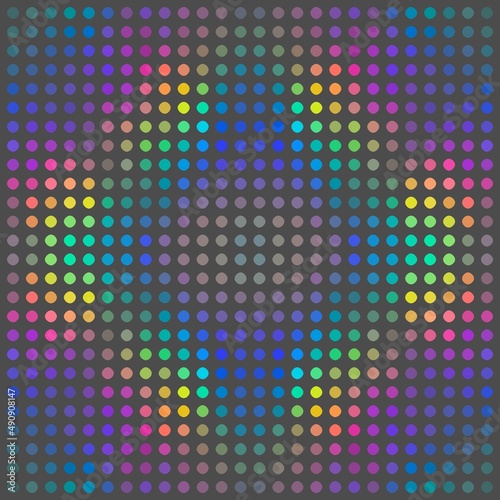 Holographic mosaic abstract background. Colorful iridescent dots geometric ornament pattern. Dynamic disco style.