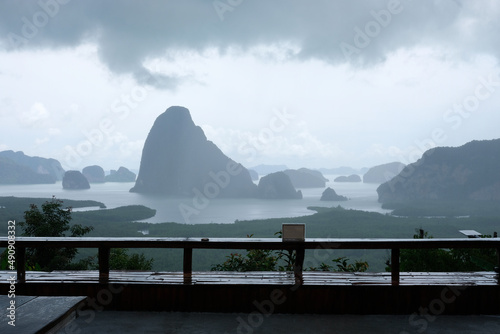 Samet nangshe viewpoint in Phang Nga Thailand on raining day