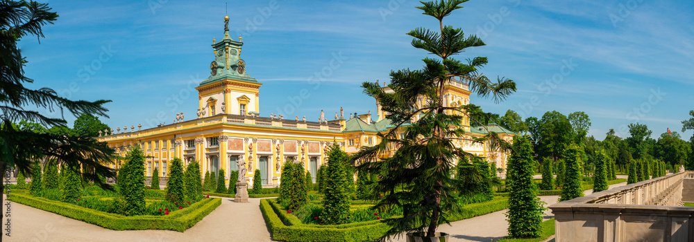 Palace in Wilanow, the baroque residence of King of Poland Jan III Sobieski. View of the facade from the gardens