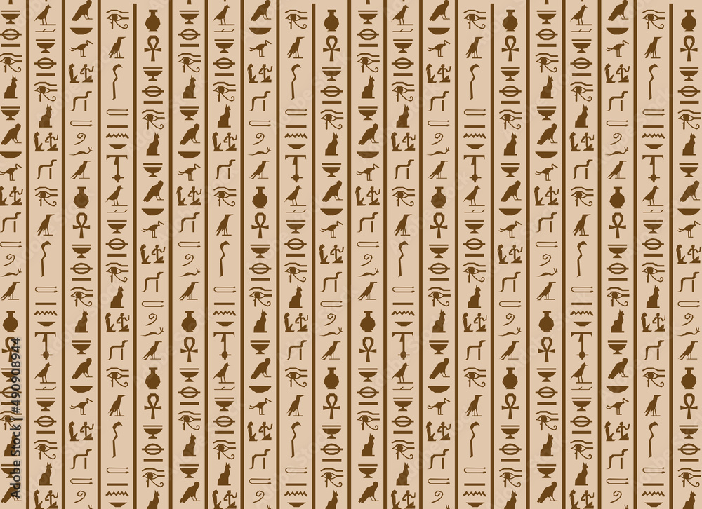 hand draw egypt history pattern. Ra and anubis background. - obrazy, fototapety, plakaty 