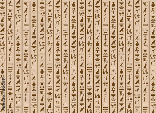 Canvas Print hand draw egypt history pattern. Ra and anubis background.