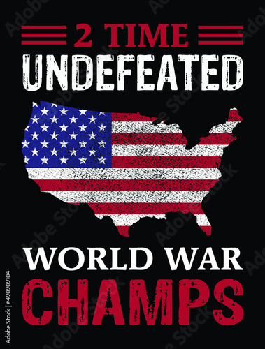 Fotografija 2 time undefeated world war champ susa grunge flag patriotic t-shirt design