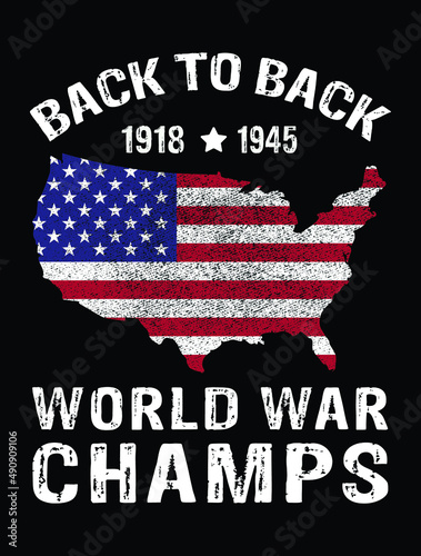 Fotografija Back to back world war champ susa grunge flag patriotic t-shirt design