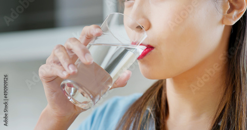 Asian woman drink water