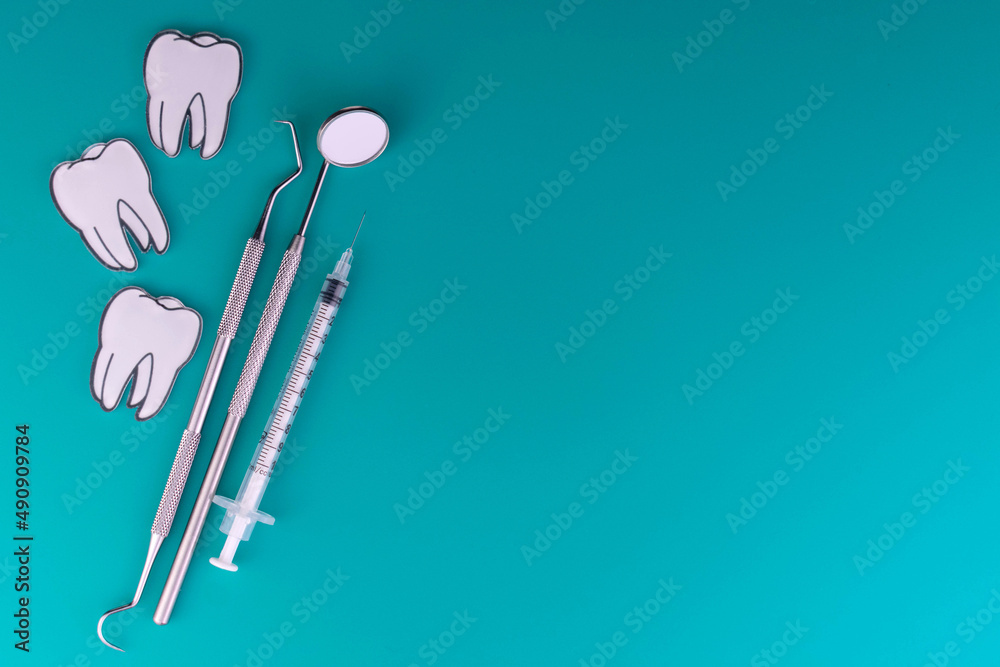 The concept of dental treatment.Copy space. The concept of dental treatment.Copy space.