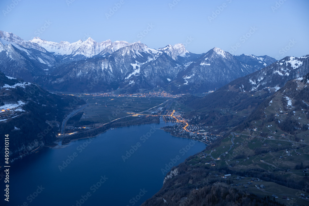 Great long exposure of a small town called Weesen in the canton of Glarus. Well captured at dawn. Great long exposure of a small town called Weesen in the canton of Glarus. Well captured at dawn.