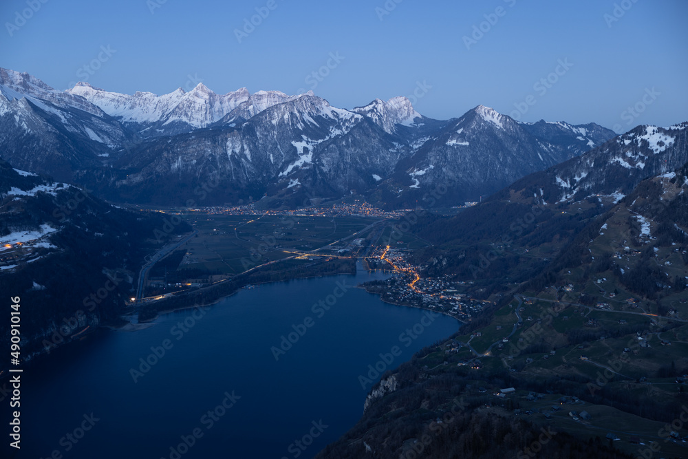 Great long exposure of a small town called Weesen in the canton of Glarus. Well captured at dawn.