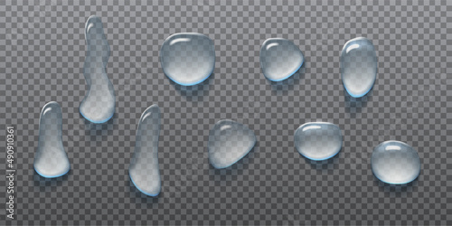 3d realistic vector icon set. Water drops. Rain drops on transparent background.