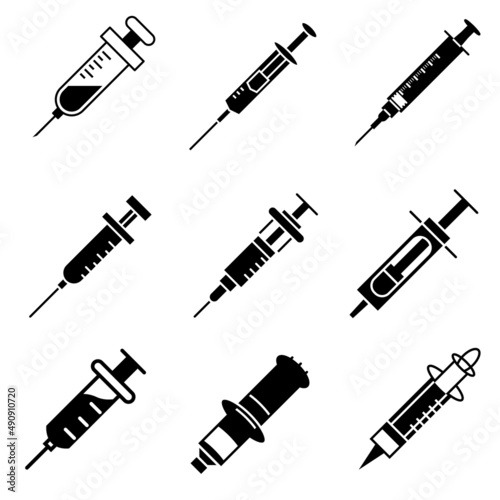 solid icons set for Syringe,vector illustrations