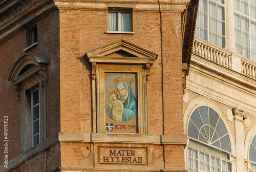 Vatican, Rome, Italy - June 2000: St. Peter's Square, Mosaic Mater Ecclesiae