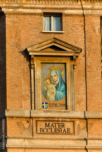 Vatican, Rome, Italy - June 2000: St. Peter's Square, Mosaic Mater Ecclesiae