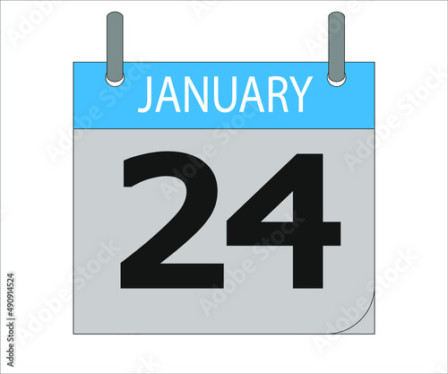 January 24th. Calendar icon. Date day of the month Sunday, Monday, Tuesday, Wednesday, Thursday, Friday, Saturday and Holidays