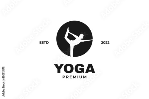 Modern yoga logo design vector template