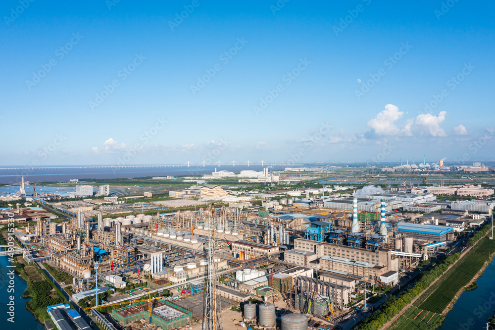 chemical plant in city