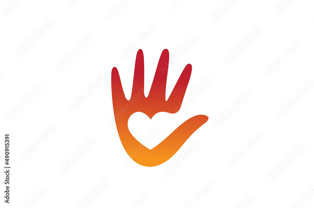 Creative Abstract Human Palm Heart Inside Logo Design Vector Symbol Illustration Creative Abstract Human Palm Heart Inside Logo Design Vector Symbol Illustration