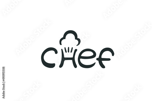 creative chef hat letter alphabet text logo vector symbol illustration