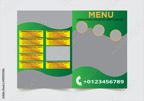 Restaurant menu flyer template design.