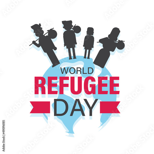 World Refugee day, people on globe vector