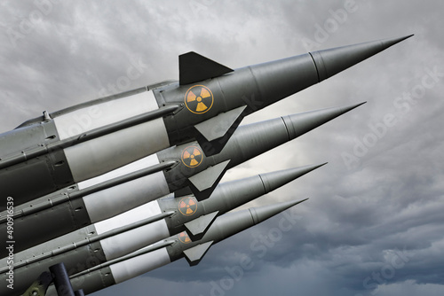Carta da parati Missiles with warheads are ready to be launched
