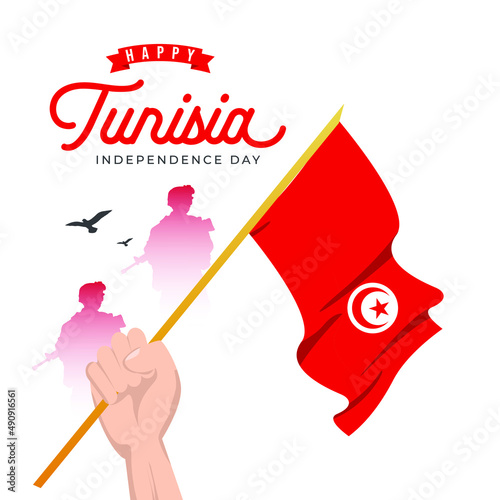 Tunisia independence day banner design template. Tunisia flag national day celebrations photo