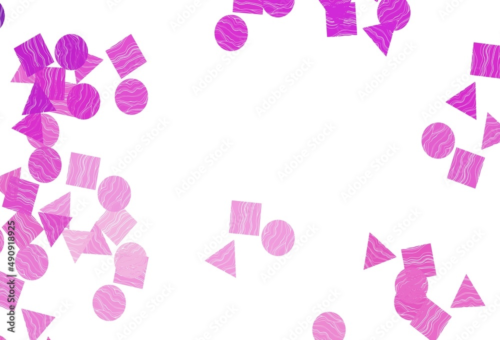 Light Pink vector layout with circles, lines, rectangles.