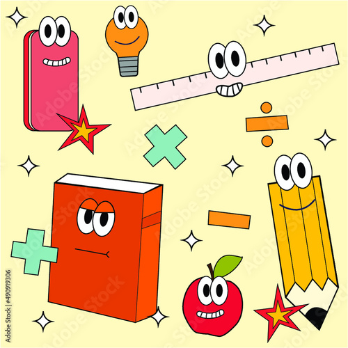 School Themed Retro Cartoon