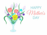 Mother's day greeting card vector. Bouquet of flowers for mother's day greeting banner. Vector drawing for a postcard