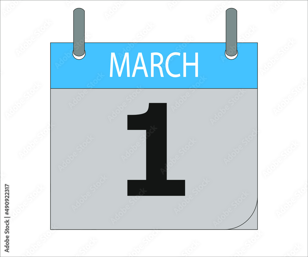 March 1th. Calendar icon. Date day of the month Sunday, Monday, Tuesday, Wednesday, Thursday, Friday, Saturday and Holidays March 1th. Calendar icon. Date day of the month Sunday, Monday, Tuesday, Wednesday, Thursday, Friday, Saturday and Holidays