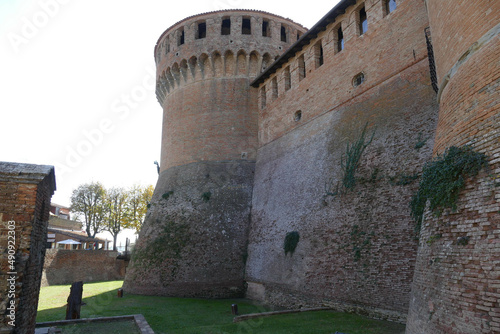 Fotografie Sforza Fortress in Dozza, the medieval building with ravines sorrouded by circul