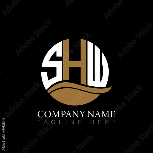 SHW logo monogram isolated on circle element design template, SHW letter logo design on black background. SHW creative initials letter logo concept . SHW letter design. photo