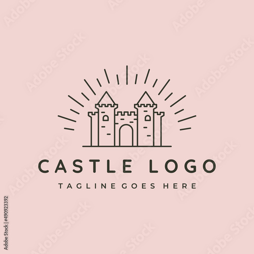 castle line art logo vector symbol illustration design