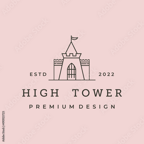high tower castle line art logo vector symbol illustration design