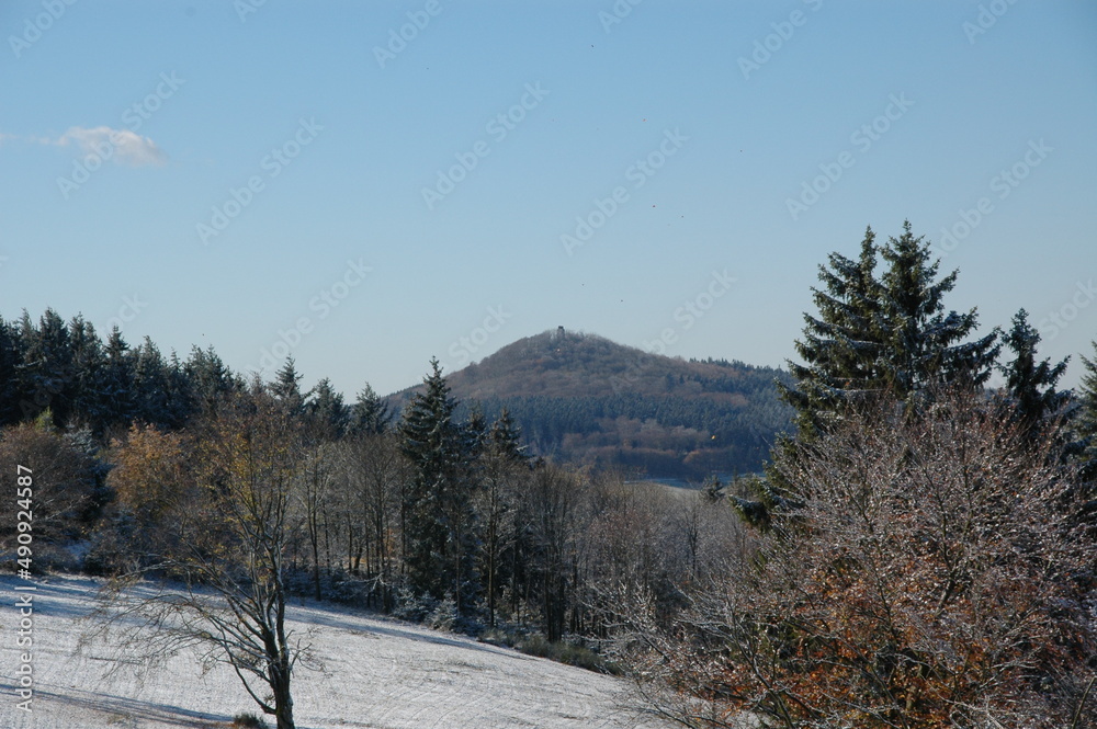View of the Hohe Acht mountain in the Eifel; Germany; Rhineland Palatinate View of the Hohe Acht mountain in the Eifel; Germany; Rhineland Palatinate